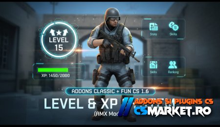 Addons Classic + Fun CS 1.6 – Level, XP System (AMX Mod X)